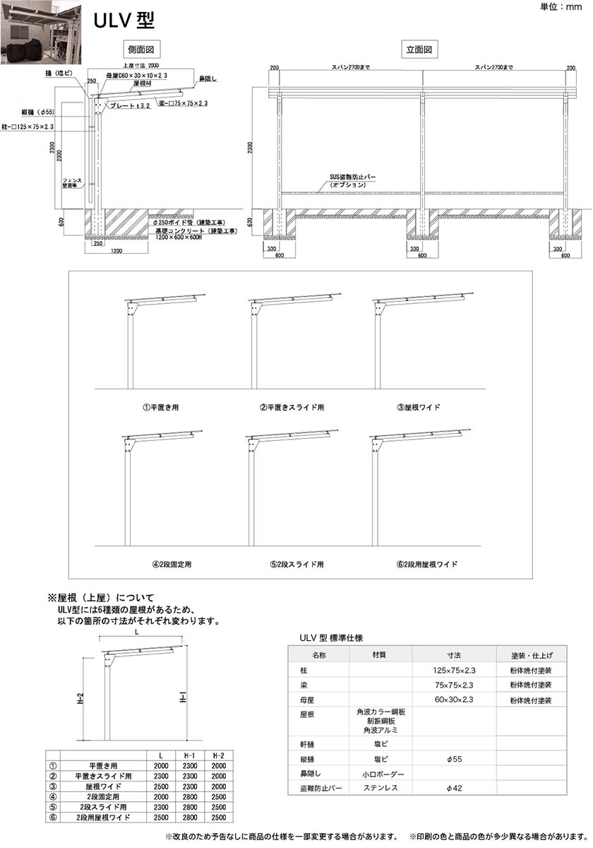 自転車置場上屋 ULV型